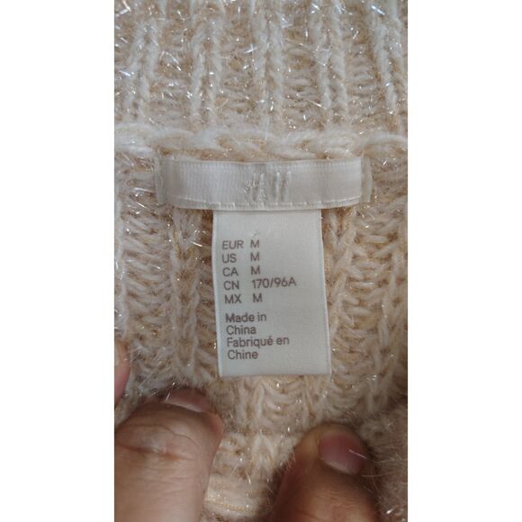 H&M Cream Ribbed Knit with Sparkle Crew Neck Sweater - Picture 4 of 7